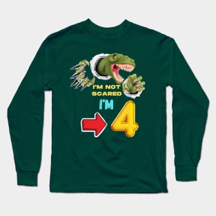 4th Birthday Dinosaur Roaring Long Sleeve T-Shirt